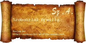 Szoboszlai Armilla névjegykártya